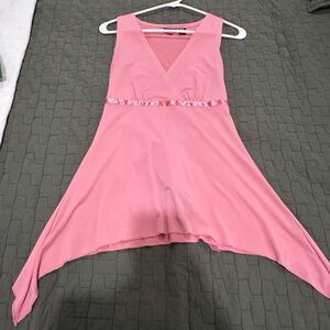 Pink Sleeveless Asymmetrical Tank Top